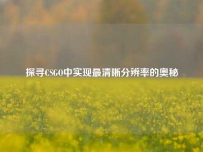 探寻CSGO中实现最清晰分辨率的奥秘